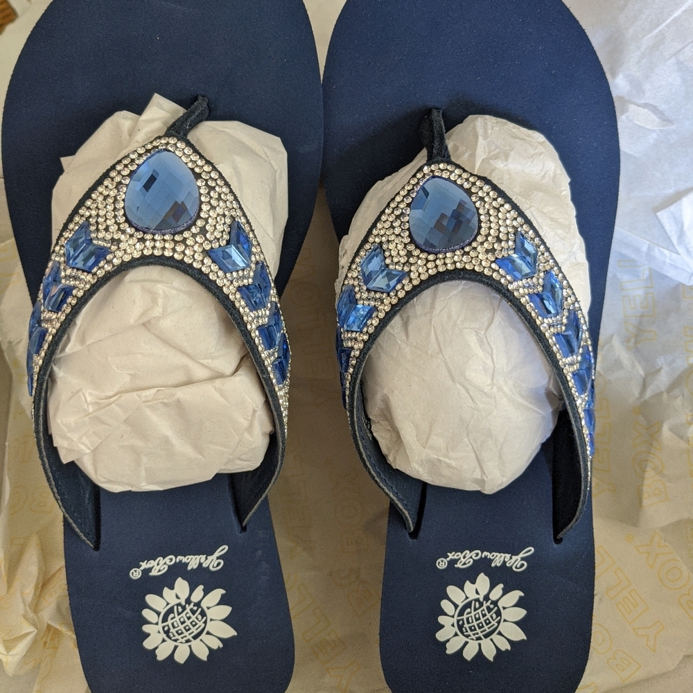 NIB - Yellow Box Belmac Navy Flip flops